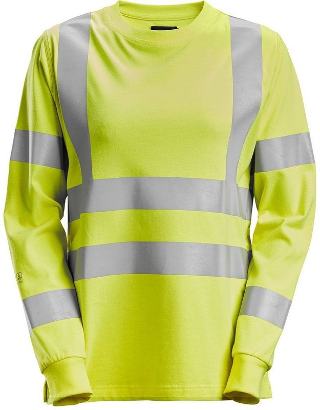 Snickers 2476 ProtecWork Dames T-shirt met Lange Mouwen High-Vis Klasse 3/2 High-Vis Geel maat XS