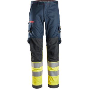 Snickers 6374 Stretch Work Trousers High-Vis Class 1 Marineblauw/High-Vis Geel maat 44