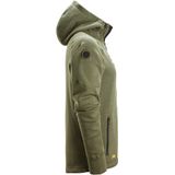 Snickers 8041 FlexiWork Fleece Hoodie met Volledige Rits Khakigroen/Zwart maat XS