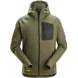 Snickers 8041 FlexiWork Fleece Hoodie met Volledige Rits Khakigroen/Zwart maat XS