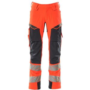 Mascot 19079-511 Broek met kniezakken Hi-Vis Rood/Donkermarine