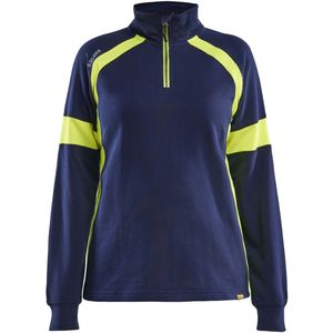 Blaklader - 3566 - Dames Sweatshirt - Geel Fluorescerend - Halve Rits