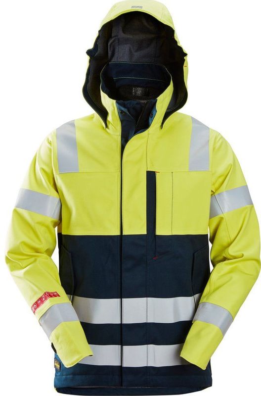 Snickers 1361 PROTECWORK WATERPROOF SHELL JACK  HIGH-VIS Klasse 3 High-Vis Geel/Marineblauw maat S