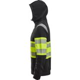 Snickers 2838 High-Vis Klasse 1 Hoodie met Rits Zwart/High-Vis Geel maat XS