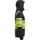 Snickers 2838 High-Vis Klasse 1 Hoodie met Rits Zwart/High-Vis Geel maat XS