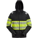 Snickers 2838 High-Vis Klasse 1 Hoodie met Rits Zwart/High-Vis Geel maat XS