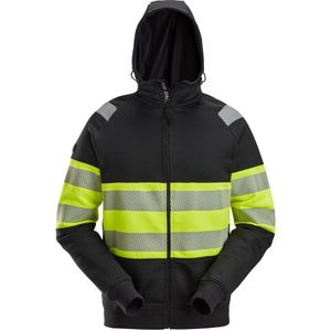 Snickers 2838 High-Vis Klasse 1 Hoodie met Rits Zwart/High-Vis Geel maat XS