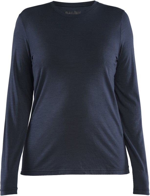 Blåkläder 3539-1743 Dames T-shirt met lange mouwen merinowol Donker marineblauw maat L