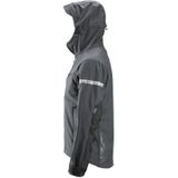 Snickers 1229 AllroundWork Soft Shell Jack met Capuchon Staalgrijs/Zwart