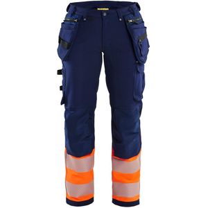 Blåkläder 7193-1642 Dames High Vis 4-weg stretch werkbroek Marineblauw/Oranje maat D18