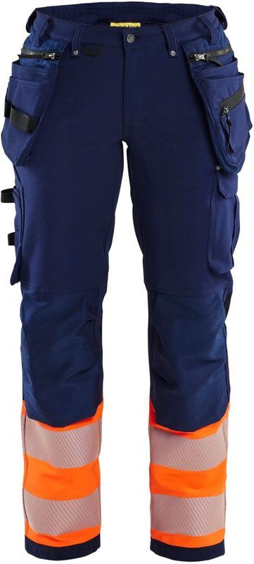 Blåkläder 7193-1642 Dames High Vis 4-weg stretch werkbroek Marineblauw/Oranje maat D18