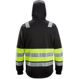 Snickers 8038 High-Vis Klasse 1 Hoodie met Rits Zwart/High-Vis Geel