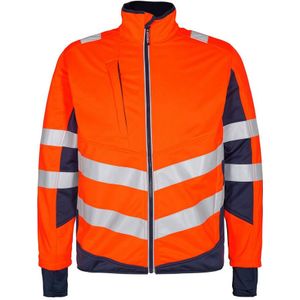 F. Engel 1158 Safety Softshell Jacket Orange/Blue Ink