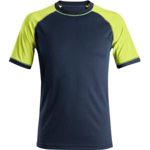 Snickers 2505 Neon T-shirt Marineblauw/Neongeel