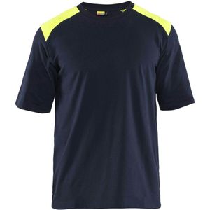 Blåkläder 3476-1737 Vlamvertragend T-shirt Marine/High Vis Geel maat XXL