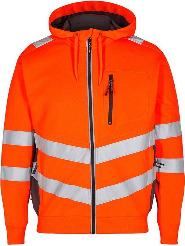 F. Engel 8025 Safety Sweat Cardigan Orange/Anthracite maat L