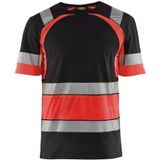 Blåkläder 3421-1030 T-shirt High Vis Zwart/High Vis Rood maat XS