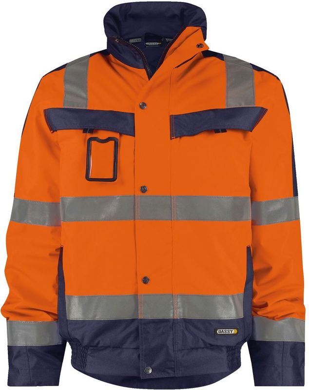 Dassy Lima Hogezichtbaarheidswinterjas Fluo-Oranje/Marineblauw maat 4XL
