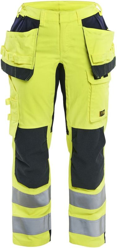 Blåkläder 7145-1512 Multinorm dames werkbroek stretch inherent High Vis Geel/Marineblauw maat C34