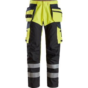 Snickers 6265 ProtecWork Werkbroek met versterkt voorpand Holsterzakken High-Vis Klasse 1 High-Vis Geel/Marineblauw maat 152