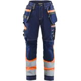 Blåkläder 7196-1370 Dames High Vis werkbroek met Stretch Marineblauw/Oranje maat C32