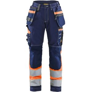 Blåkläder 7196-1370 Dames High Vis werkbroek met Stretch Marineblauw/Oranje maat C32