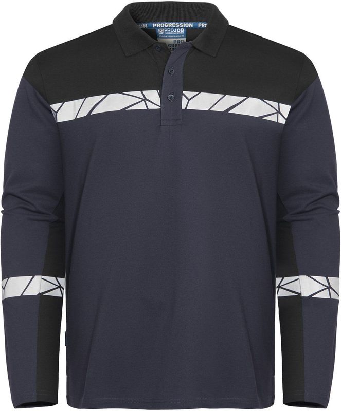 Projob 7004 Polo Lange Mouwen Heren Marine/Zwart maat 4XL