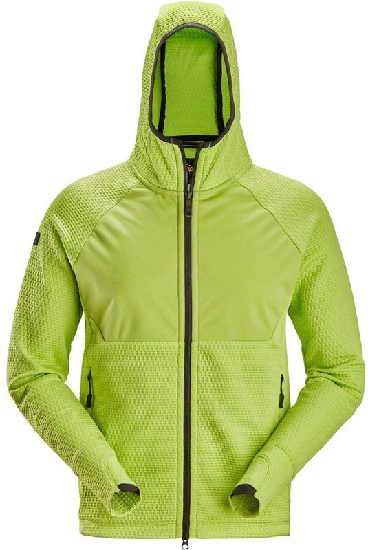Snickers 8405 Tussenlaag Hoodie met Rits Limegroen/Limegroen maat S