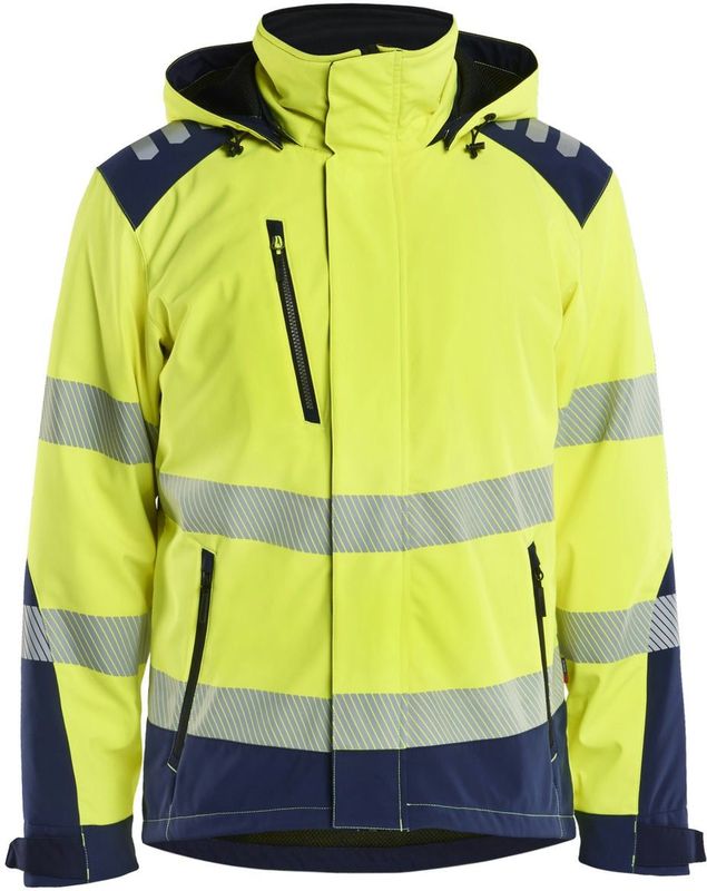 Blåkläder 4400-2513 High Vis Lichtgewicht Softshell Winterjas High Vis Geel/Marineblauw maat 4XL