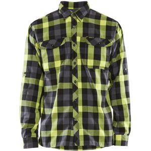 Blåkläder 3299-1153 Overhemd flanel Zwart/High Vis Geel maat 4XL