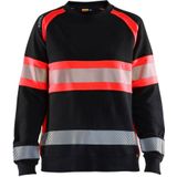 Blåkläder 3409-1158 Dames Sweatshirt High Vis Zwart/High Vis Rood