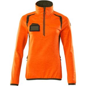 Mascot 19353-316 Dames Fleecetrui met korte rits Hi-Vis Oranje/Mosgroen