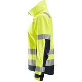 Snickers 1237 AllroundWork High-Vis Softshell Damesjack Klasse 2/3 High-Vis Geel/Marineblauw maat XS