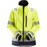 Snickers 1237 AllroundWork High-Vis Softshell Damesjack Klasse 2/3 High-Vis Geel/Marineblauw maat XS