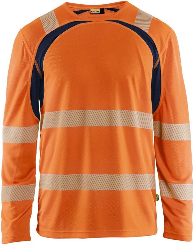 Blåkläder 3599-1013 T-shirt lange mouwen High Vis High Vis Oranje/Marineblauw maat 4XL