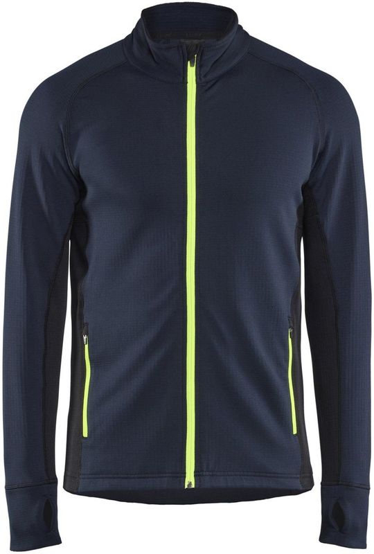 Blåkläder 4735-2539 STRIKER Fleecejack Donker marineblauw/High vis geel maat 4XL