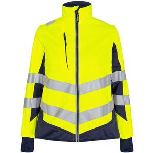 F. Engel 1156 Safety Ladies Softshell Jacket Yellow/Blue Ink