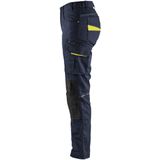 Blåkläder 7195-1330 Dames service werkbroek met stretch Donker marineblauw/High vis geel maat C36