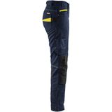 Blåkläder 7195-1330 Dames service werkbroek met stretch Donker marineblauw/High vis geel maat C32