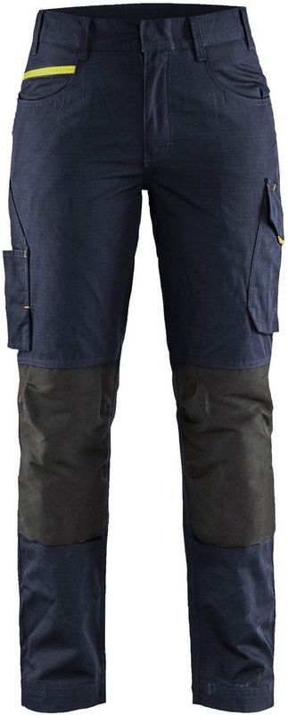 Blåkläder 7195-1330 Dames service werkbroek met stretch Donker marineblauw/High vis geel maat C32