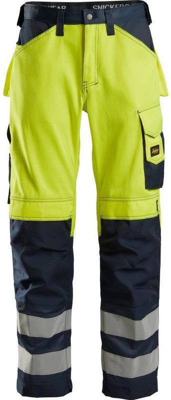 Snickers 3333 High-Vis Werkbroek Klasse 2 High-Vis Geel/Marineblauw maat 044