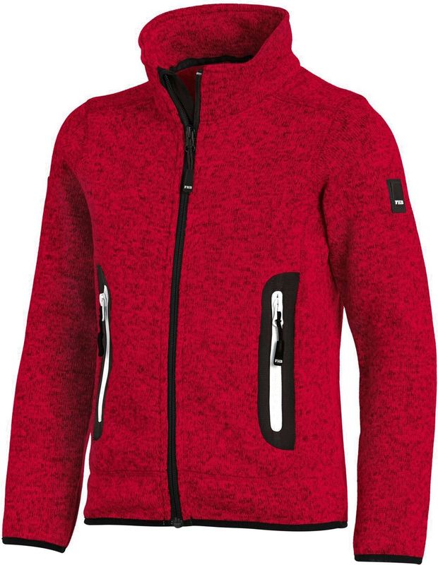 FHB Mats Gebreide Fleece Kinderjack Rood maat 98/104