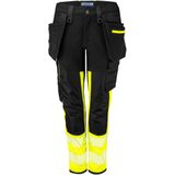Projob 6543 Dames Signalisatie Stretchbroek En Iso 20471 Klasse 1 Dames Geel/Zwart maat C34