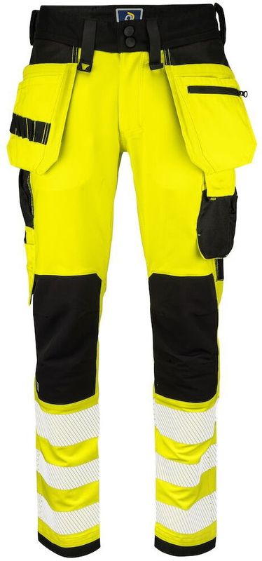 Projob 6573 Signalisatiestretchbroek Met Kniezakken En Spijkerzakken En Iso 20471 Klasse 2/1 Geel/Zwart maat D100