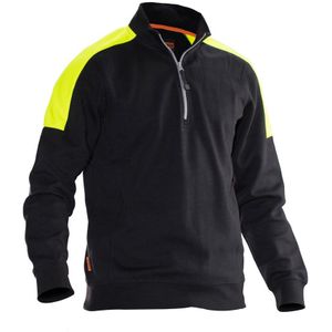 Jobman 5401 Halfzip Sweatshirt Zwart/Hivis Geel