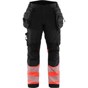 Blåkläder 1821-2513 Softshell Werkbroek High Vis Zwart/High Vis Rood maat D108