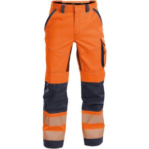 Dassy Odessa Zomer hogezichtbaarheidsbroek met kniezakken Fluo-Oranje/Marineblauw