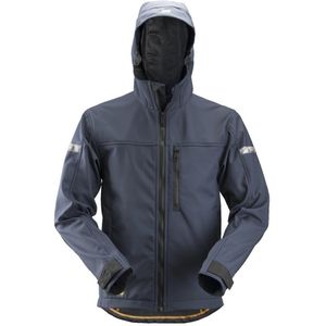 Snickers 1229 AllroundWork Soft Shell Jack met Capuchon Marineblauw/Zwart maat L