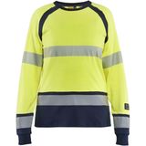Blåkläder 3437-1737 Dames Multinorm T-shirt lange mouw High Vis Geel/Marineblauw maat L