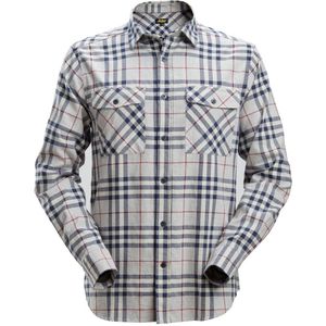 Snickers 8516 AllroundWork Licht Flanellen Shirt Asgrijs/Chilirood maat XS